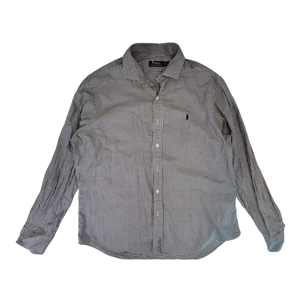 Polo Ralph Lauren Mens Gingham Button Down Shirt Long Sleeve XL‎ Black White